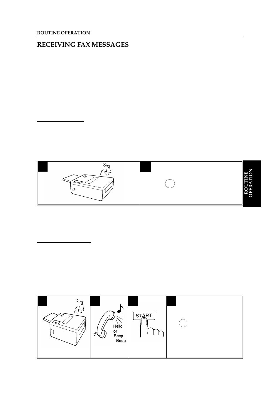 Receiving fax messages, Selecting the reception mode, Auto receive mode | Manual receive mode | Ricoh 2400L User Manual | Page 44 / 926