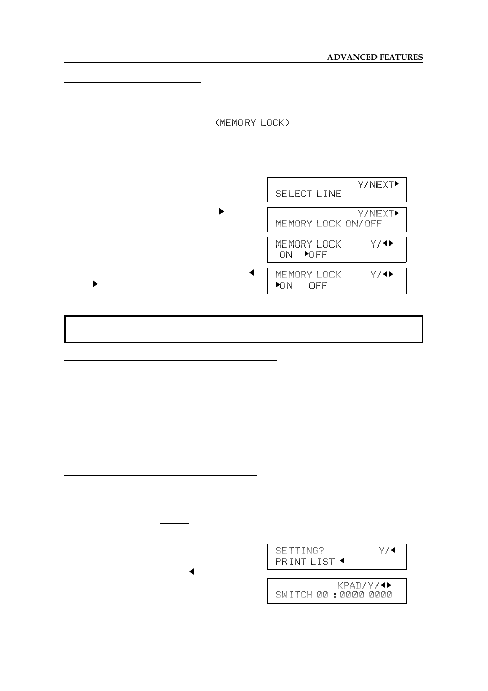 Switching memory lock on/off, Programming special terminals for memory lock, Selecting which messages to lock in memory | Ricoh 2400L User Manual | Page 532 / 926