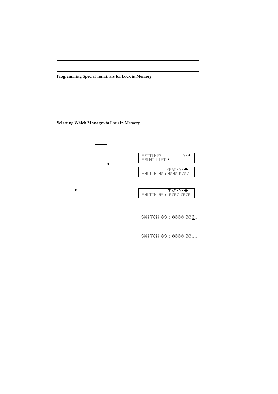 Programming special terminals for lock in memory, Selecting which messages to lock in memory | Ricoh 2400L User Manual | Page 777 / 926