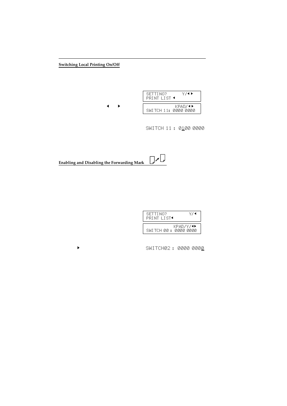 Switching local printing on/off, Enabling and disabling the forwarding mark | Ricoh 2400L User Manual | Page 789 / 926