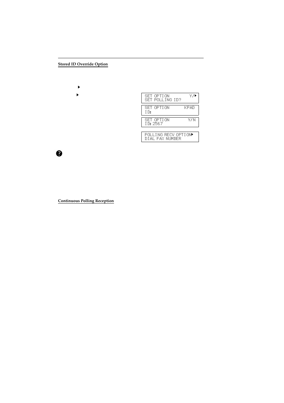 Stored id override option, Continuous polling reception | Ricoh 2400L User Manual | Page 813 / 926