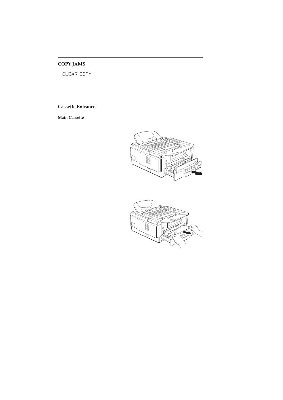 Copy jams, Cassette entrance, Main cassette | Ricoh 2400L User Manual | Page 859 / 926