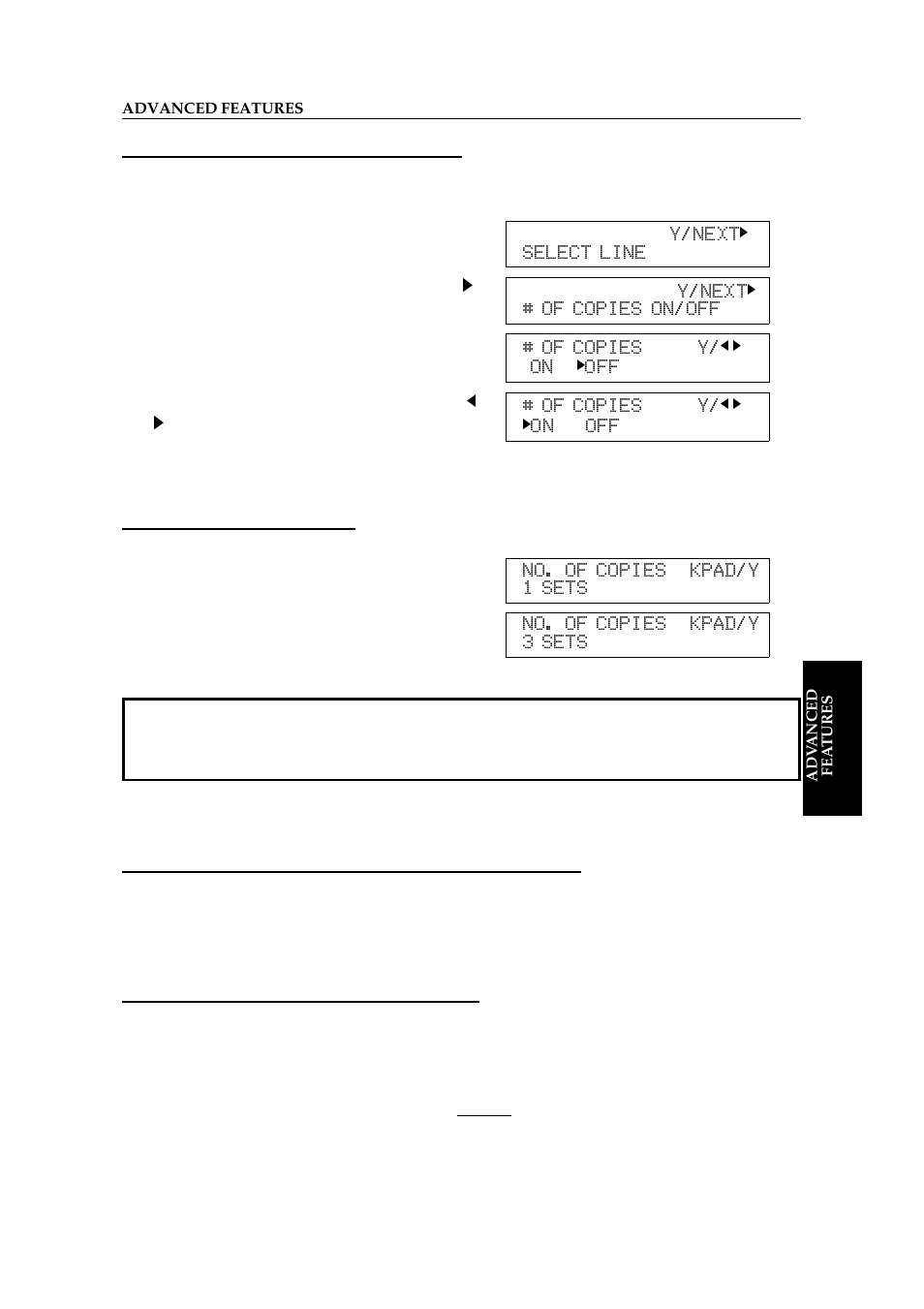 Switching multi-copy document on or off, Setting the number of copies, Choosing how to treat the special terminals | Ricoh 2400L User Manual | Page 98 / 926