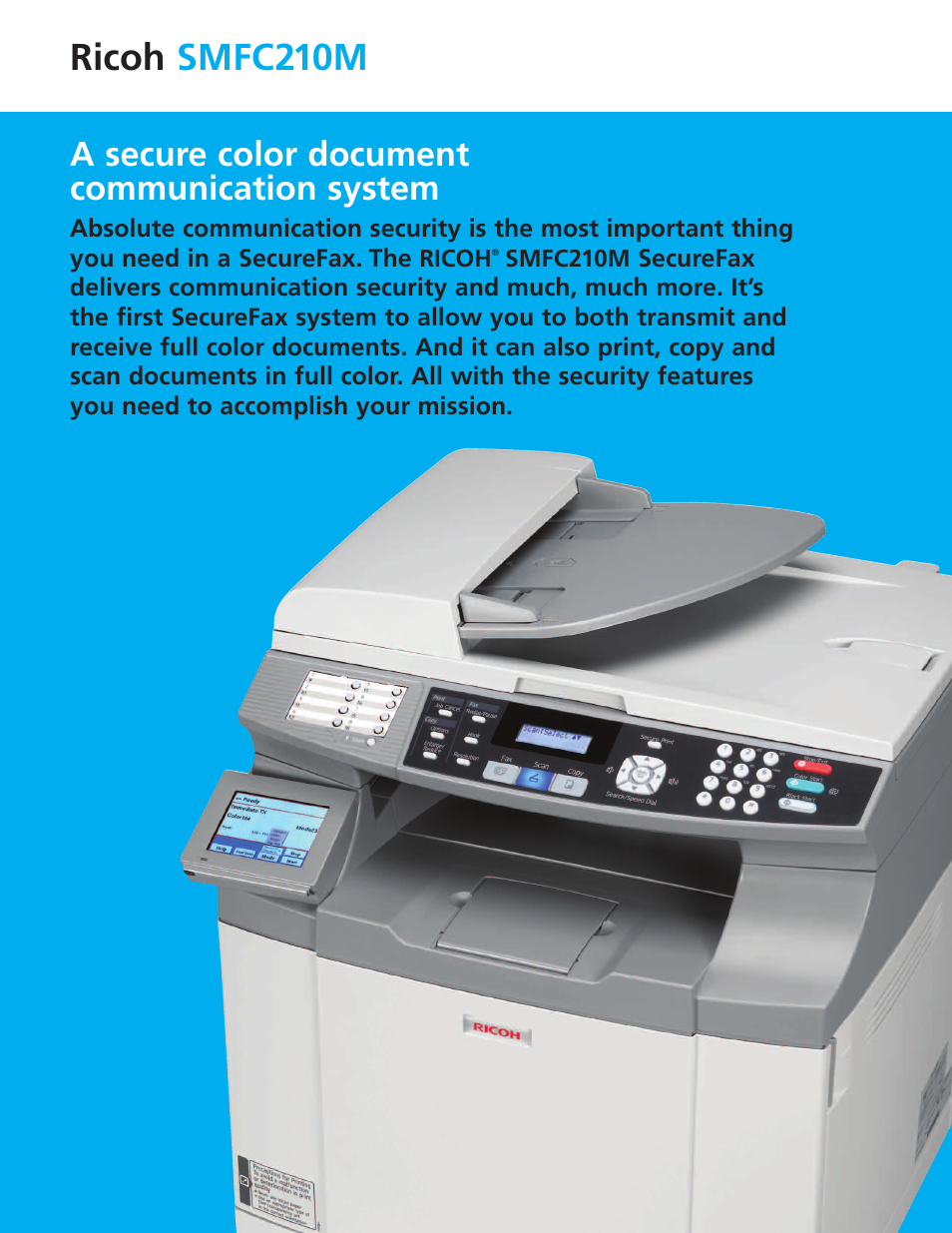 Ricoh smfc210m, A secure color document communication system | Ricoh SMFC210M User Manual | Page 2 / 4