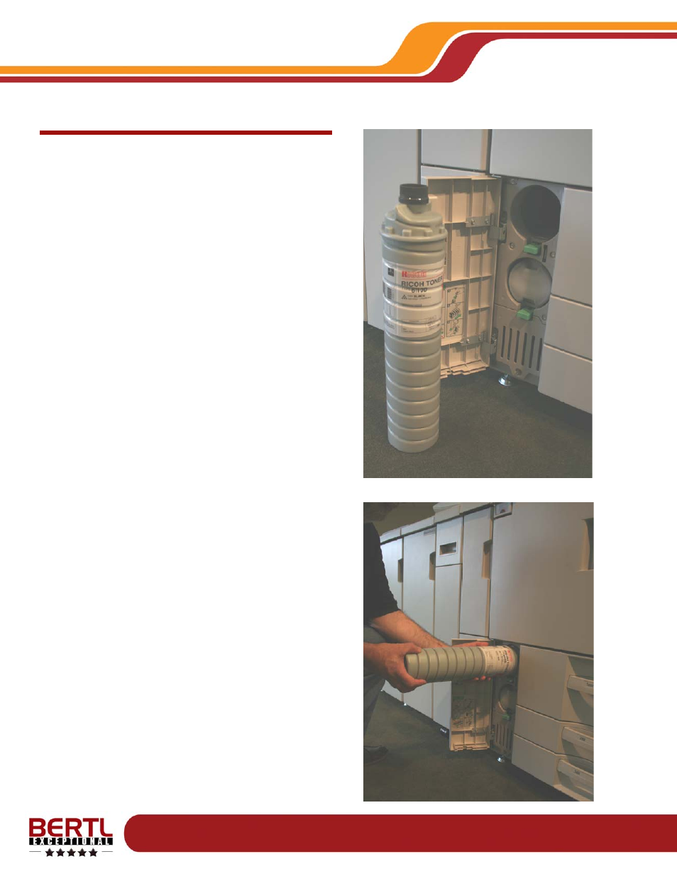 Toner, Replacement process, Routine maintenance | Ricoh aficio mp1350 | Ricoh MP1350 User Manual | Page 11 / 49
