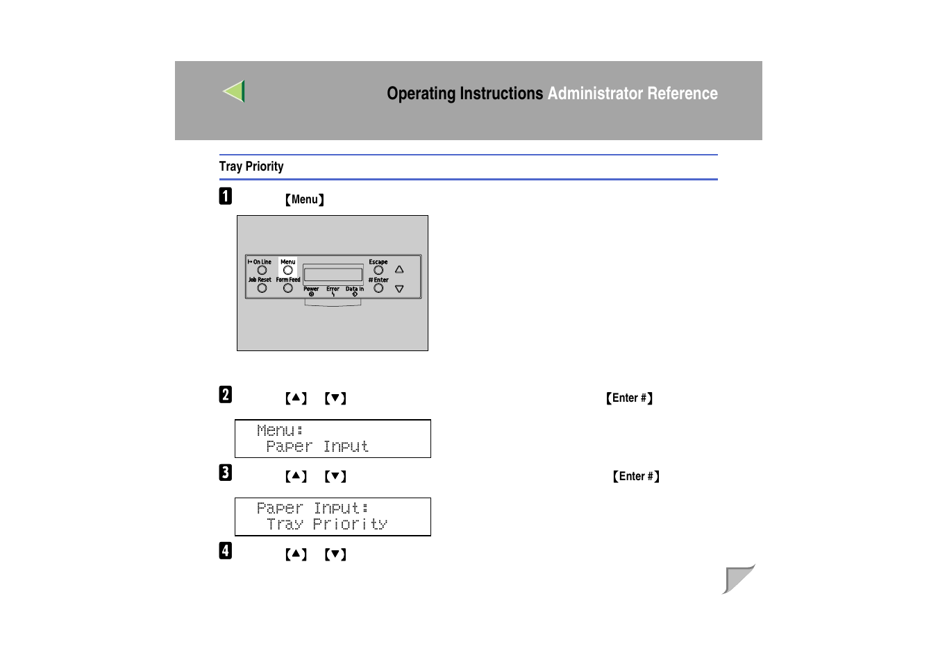 Tray priority, Operating instructions administrator reference | Ricoh MIB-II User Manual | Page 127 / 257