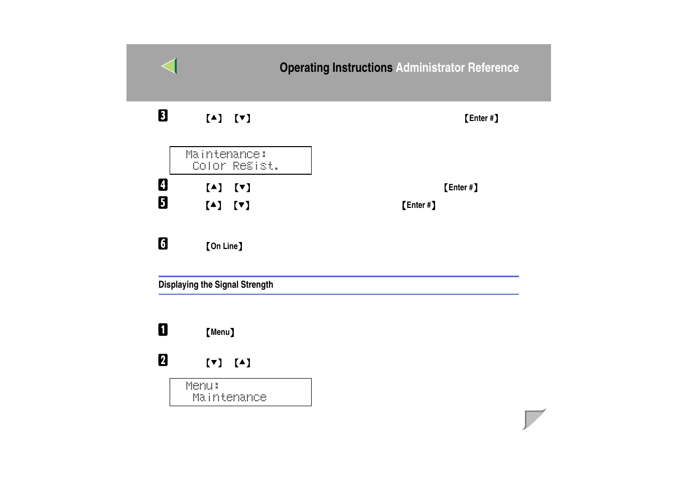 Displaying the signal strength, Operating instructions administrator reference | Ricoh MIB-II User Manual | Page 144 / 257