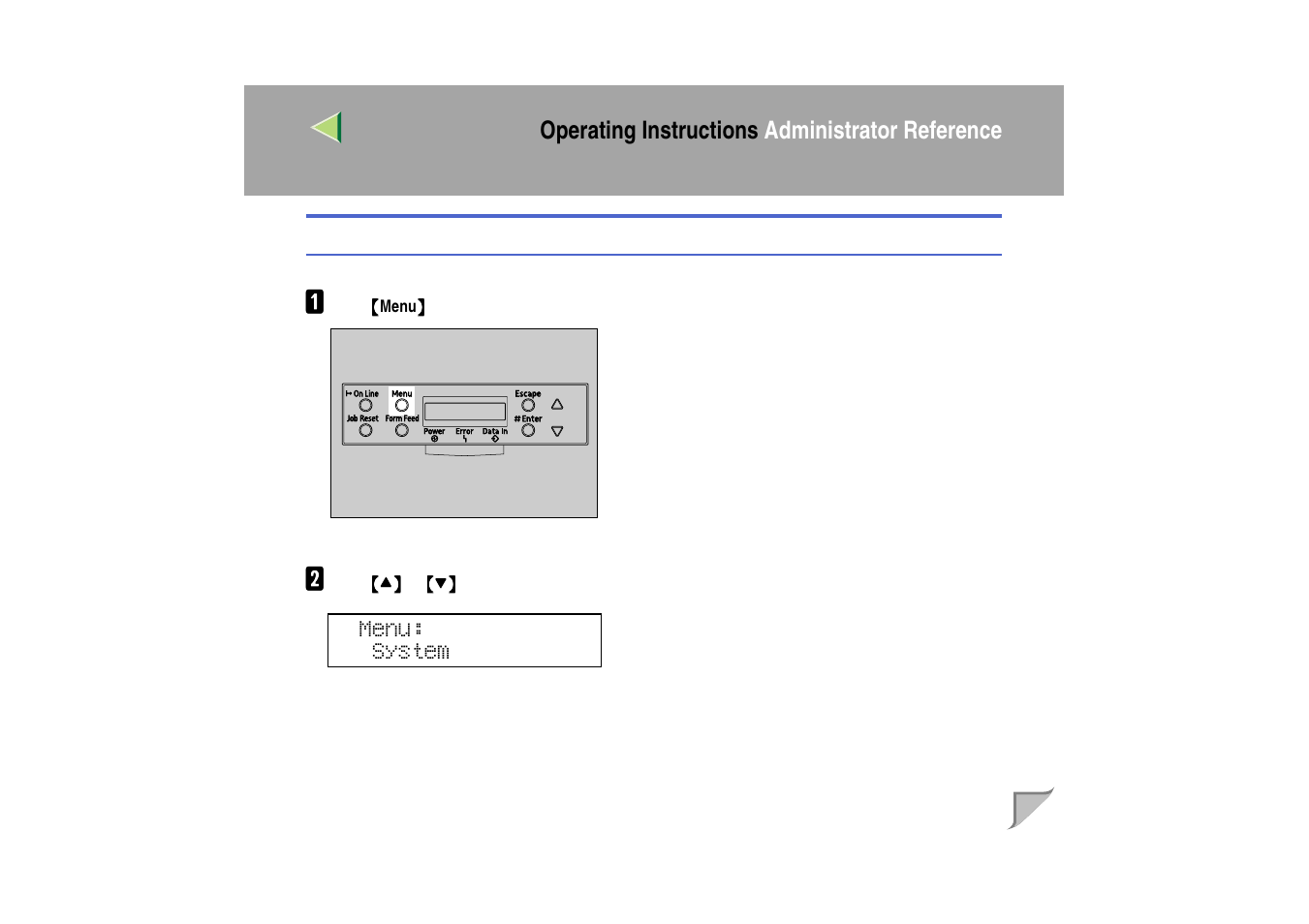 Changing the system menu, Operating instructions administrator reference | Ricoh MIB-II User Manual | Page 156 / 257