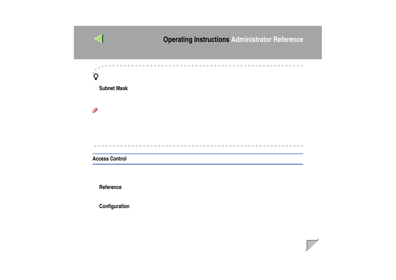 Access control, Operating instructions administrator reference | Ricoh MIB-II User Manual | Page 187 / 257
