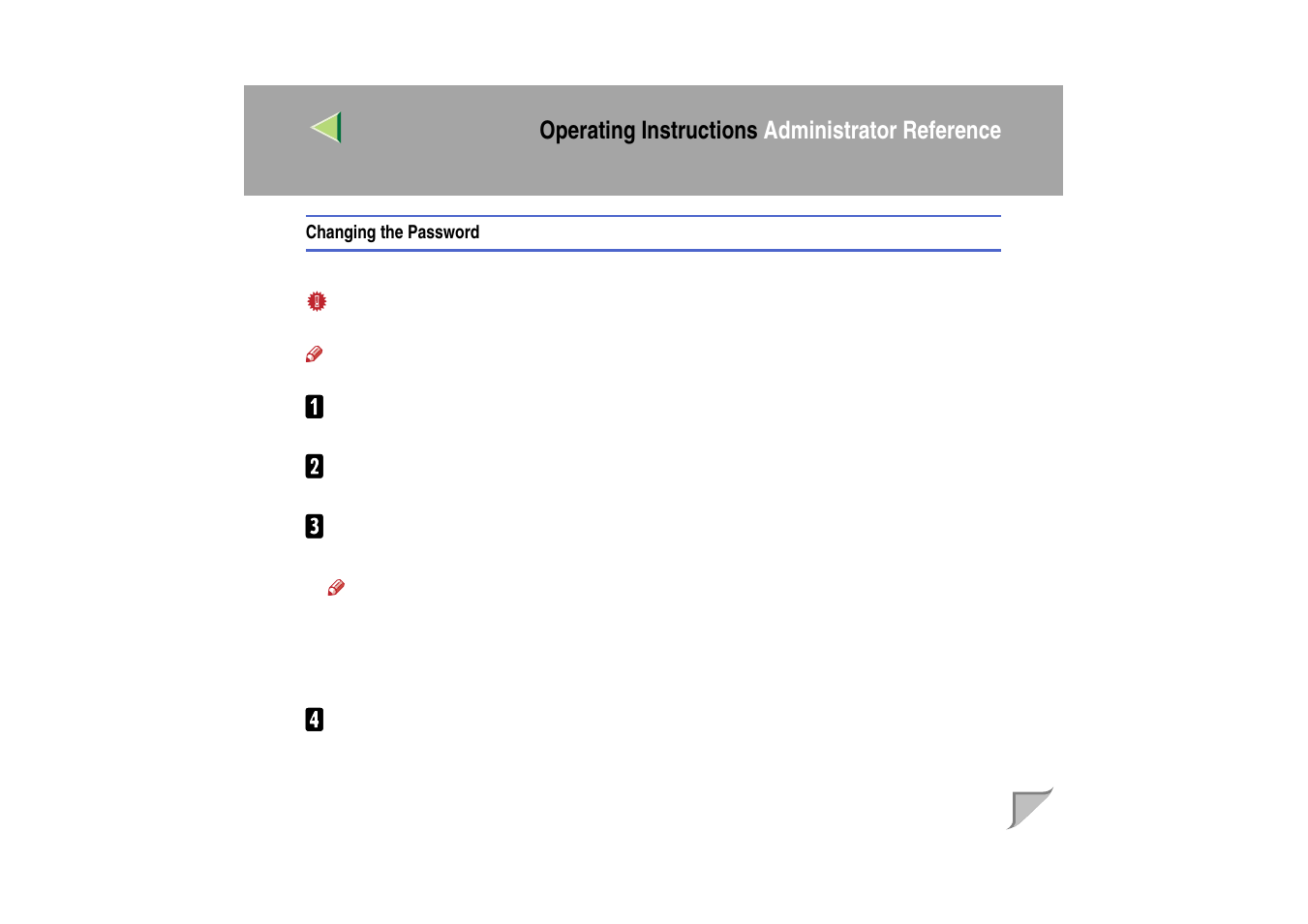 Changing the password, Operating instructions administrator reference | Ricoh MIB-II User Manual | Page 205 / 257