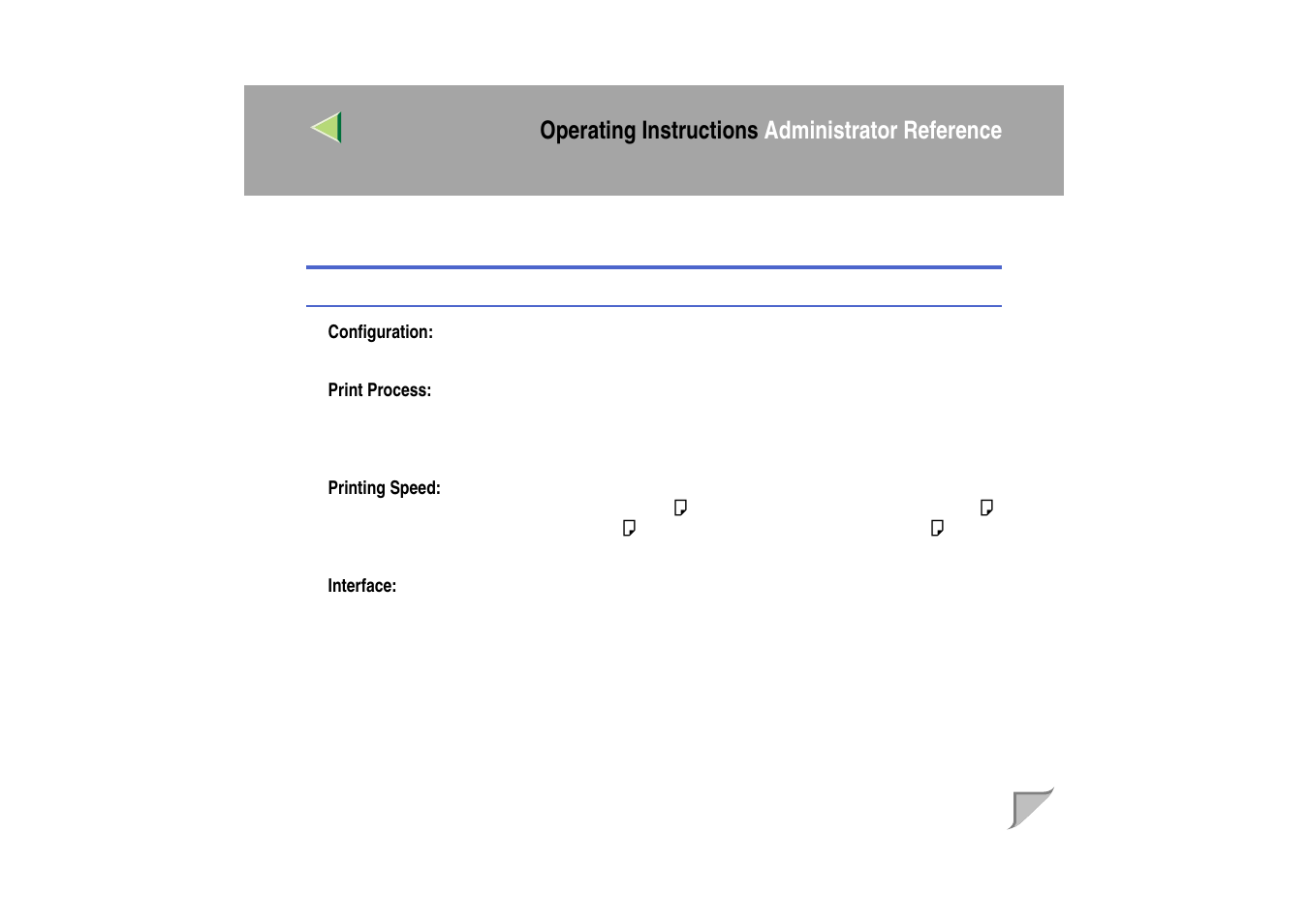 Specifications, Mainframe, Operating instructions administrator reference | Ricoh MIB-II User Manual | Page 237 / 257