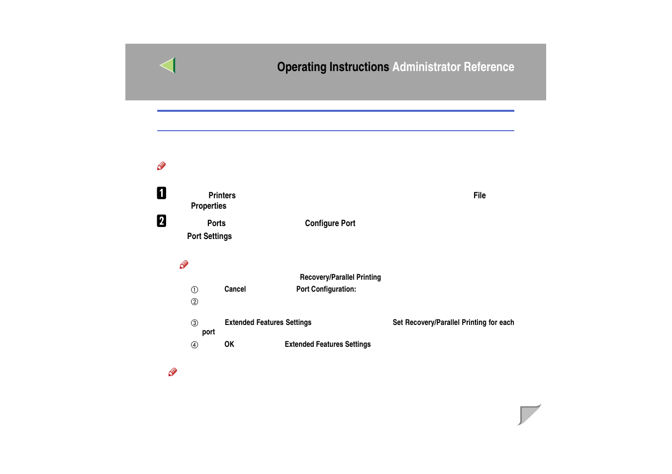 Changing port settings, Operating instructions administrator reference | Ricoh MIB-II User Manual | Page 29 / 257