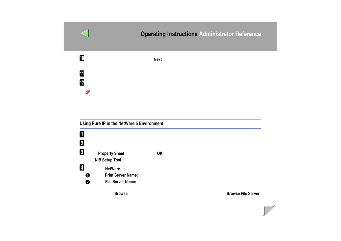 Using pure ip in the netware 5 environment, Operating instructions administrator reference | Ricoh MIB-II User Manual | Page 86 / 257