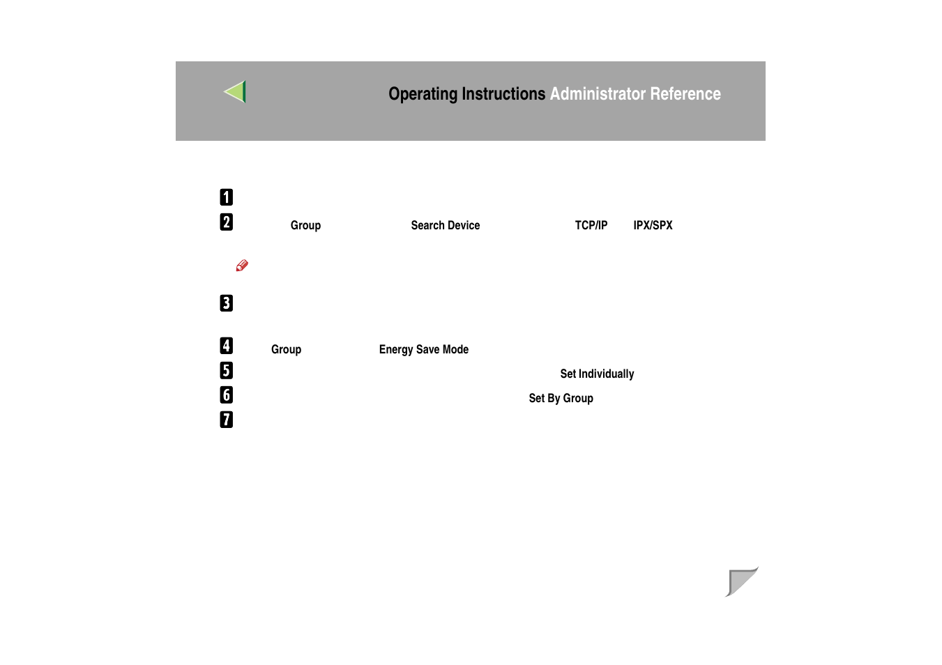 Configuring the energy save mode, Operating instructions administrator reference | Ricoh MIB-II User Manual | Page 99 / 257