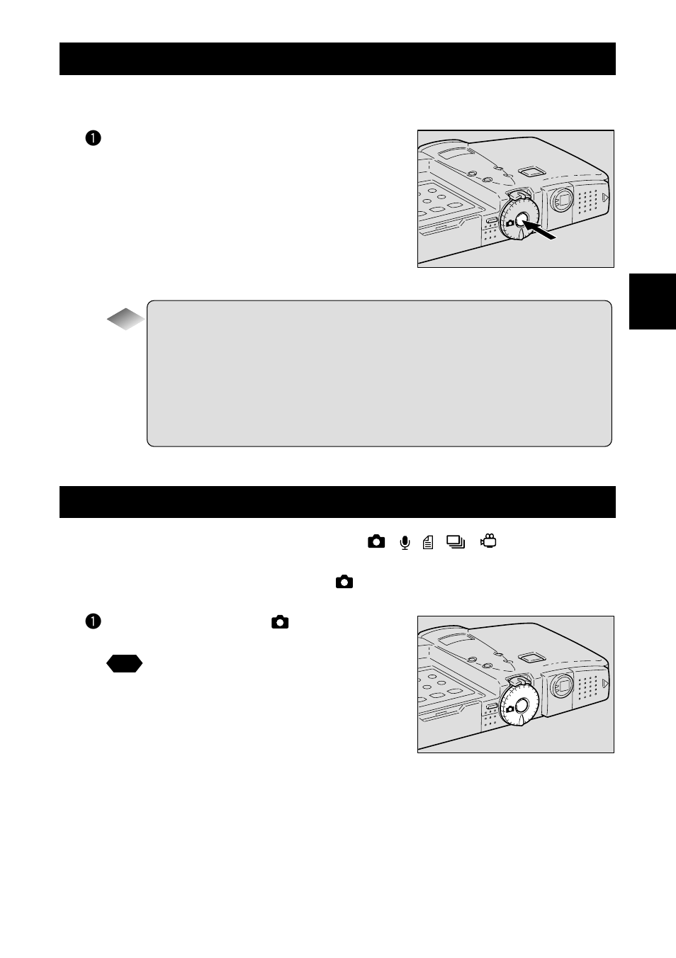 Turning on the camera, Selecting a shooting mode | Ricoh RDC-7 User Manual | Page 43 / 128