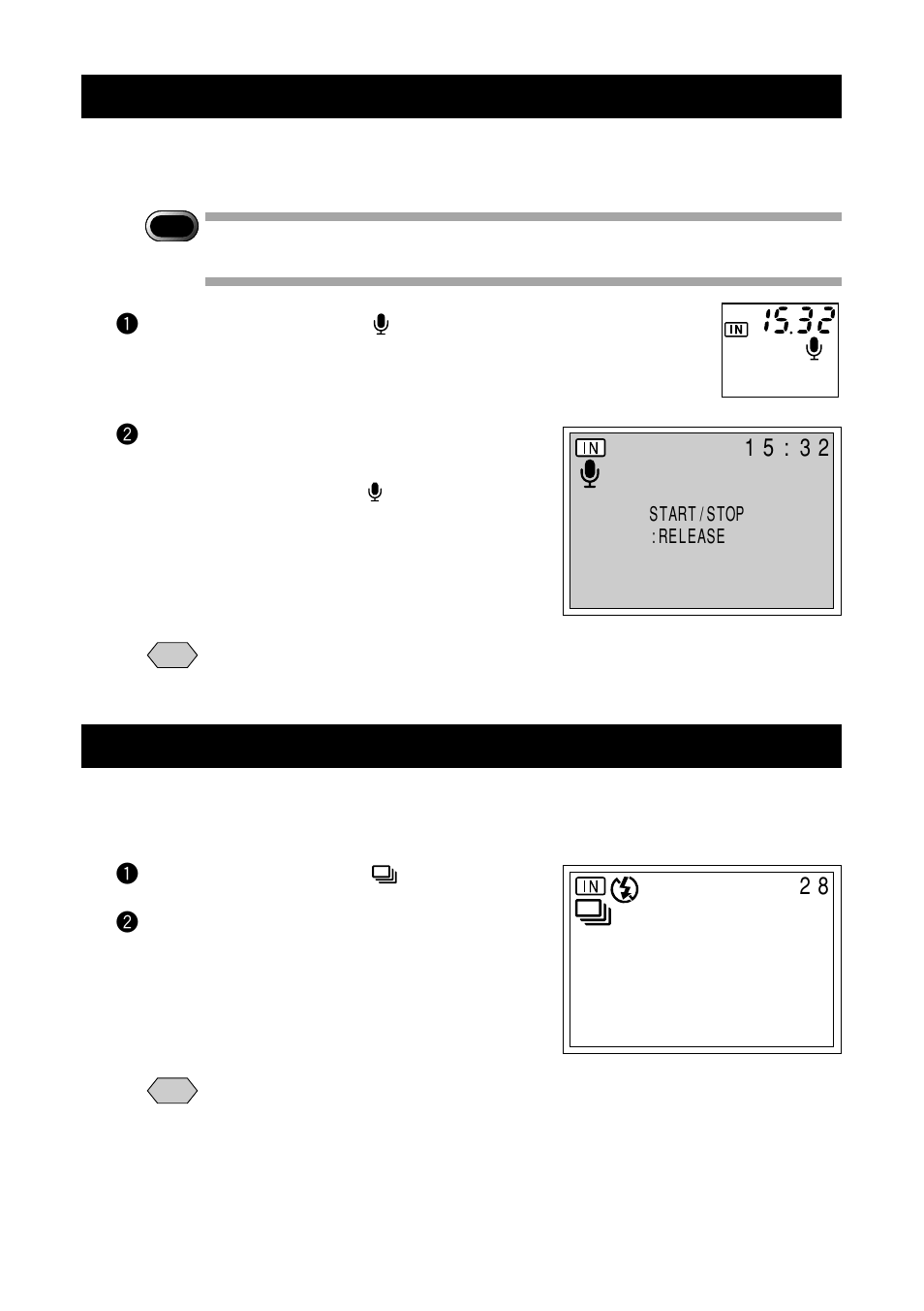Sound recording (sound mode), Continuous shooting (continuous shooting mode) | Ricoh RDC-7 User Manual | Page 52 / 128