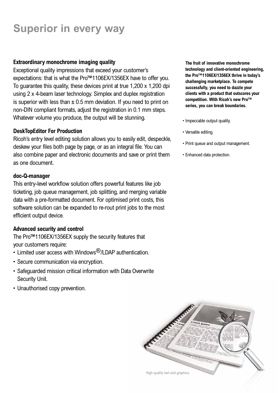 Superior in every way | Ricoh PRO 1106EX User Manual | Page 11 / 12