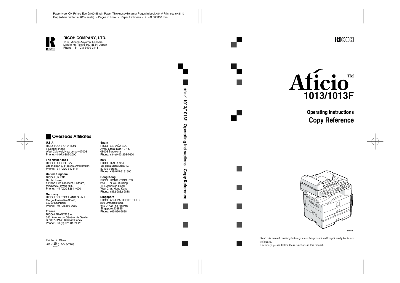 Ricoh 1013F User Manual | 86 pages
