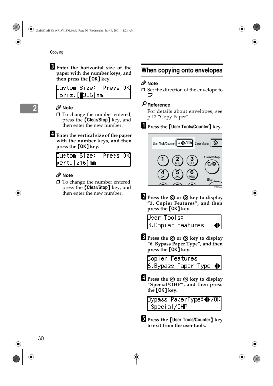 When copying onto envelopes | Ricoh 1013F User Manual | Page 42 / 86