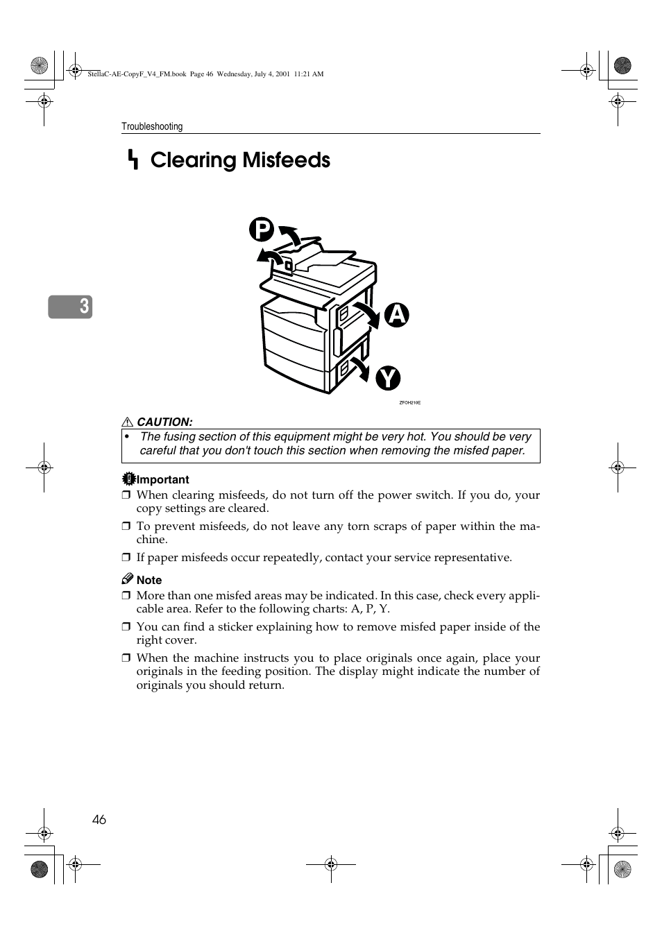 Clearing misfeeds | Ricoh 1013F User Manual | Page 58 / 86