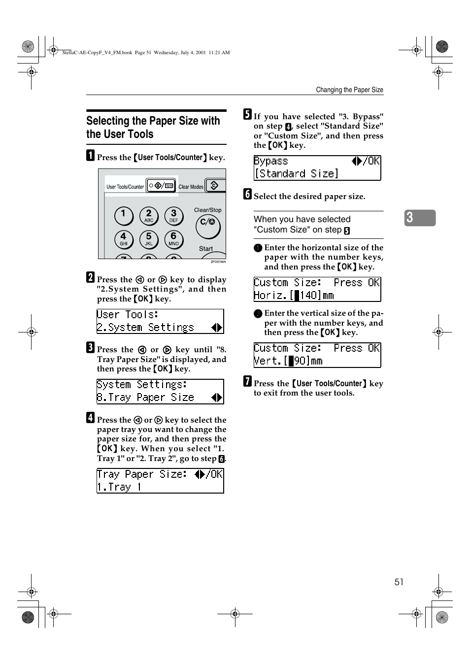 Selecting the paper size with the user tools | Ricoh 1013F User Manual | Page 63 / 86