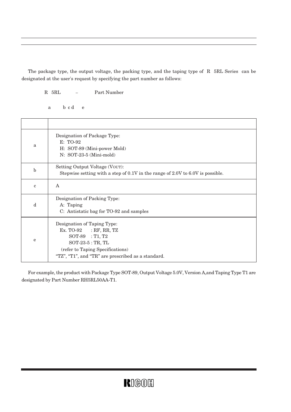 Selection guide | Ricoh R5RL User Manual | Page 5 / 23