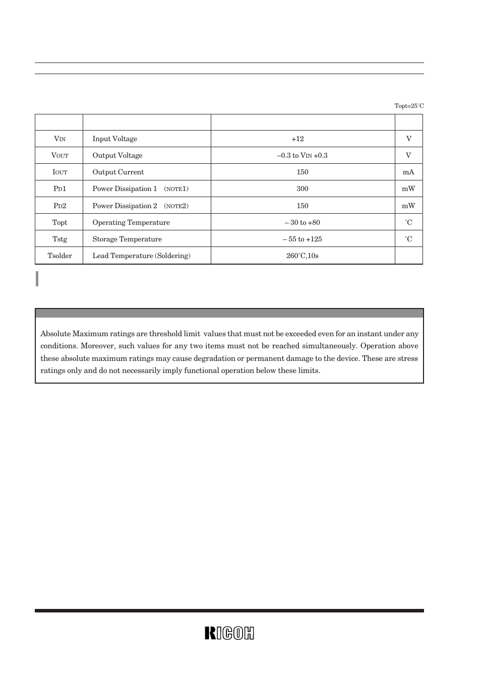 Absolute maximum ratings | Ricoh R5RL User Manual | Page 7 / 23