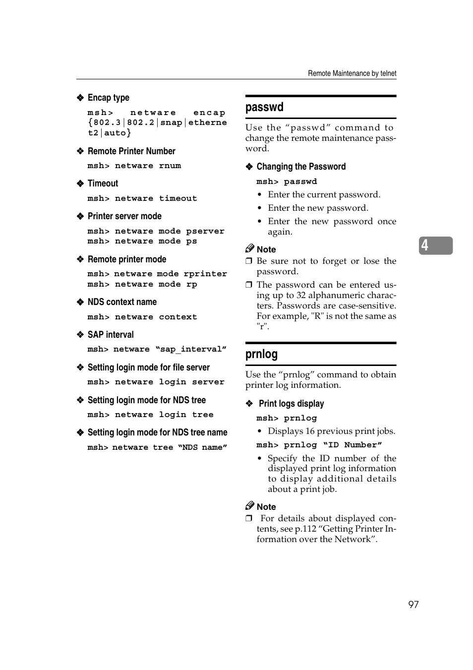 Passwd, Prnlog, Passwd prnlog | Ricoh Network Guide User Manual | Page 103 / 158