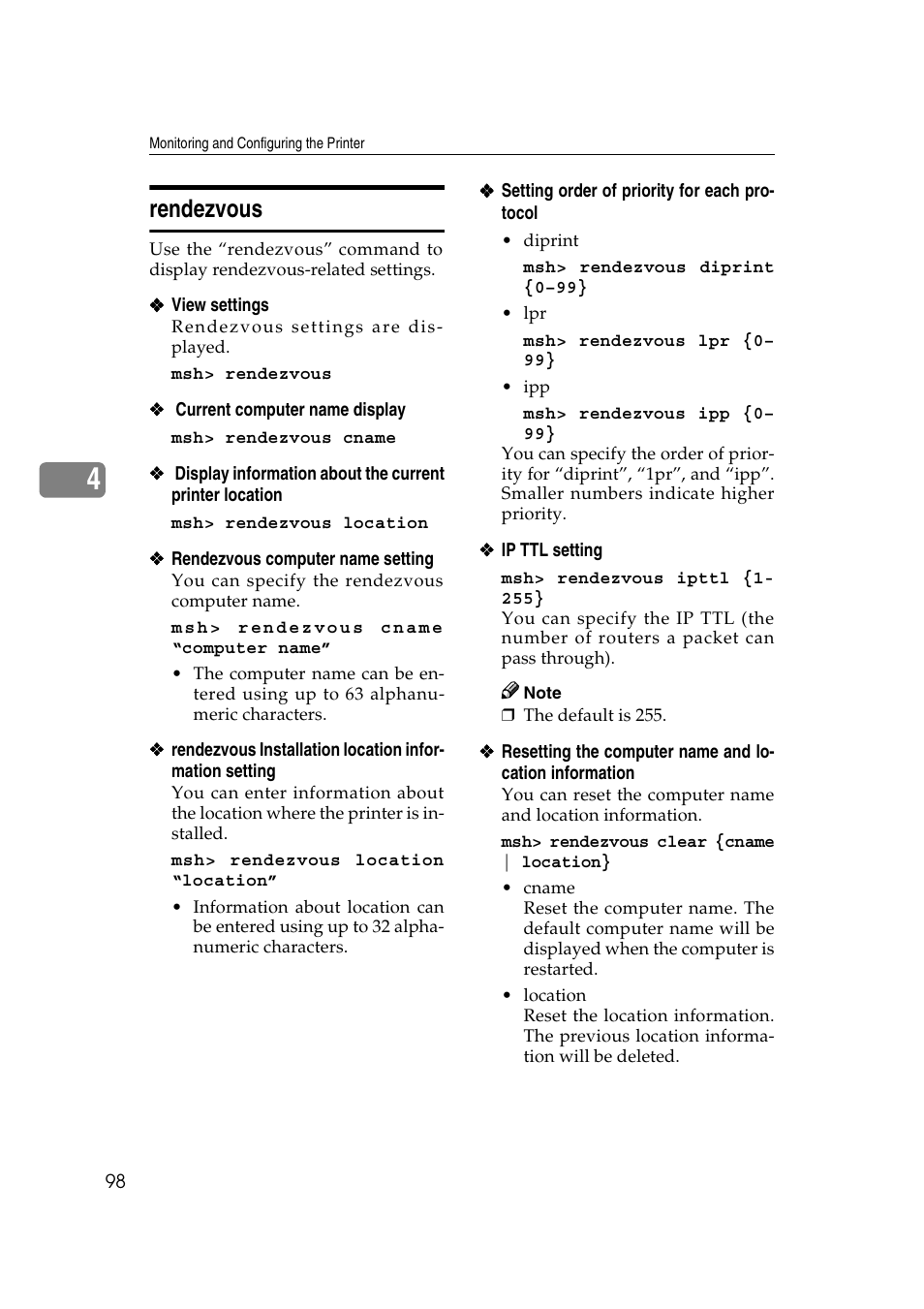 Rendezvous | Ricoh Network Guide User Manual | Page 104 / 158