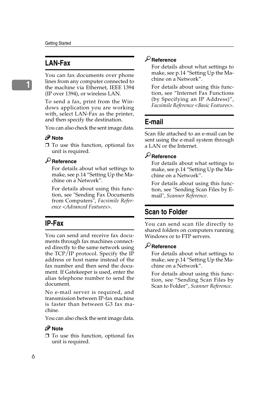 Lan-fax, Ip-fax, E-mail | Scan to folder, Lan-fax ip-fax e-mail scan to folder | Ricoh Network Guide User Manual | Page 12 / 158