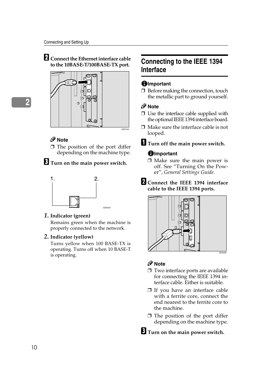 Connecting to the ieee 1394 interface | Ricoh Network Guide User Manual | Page 16 / 158