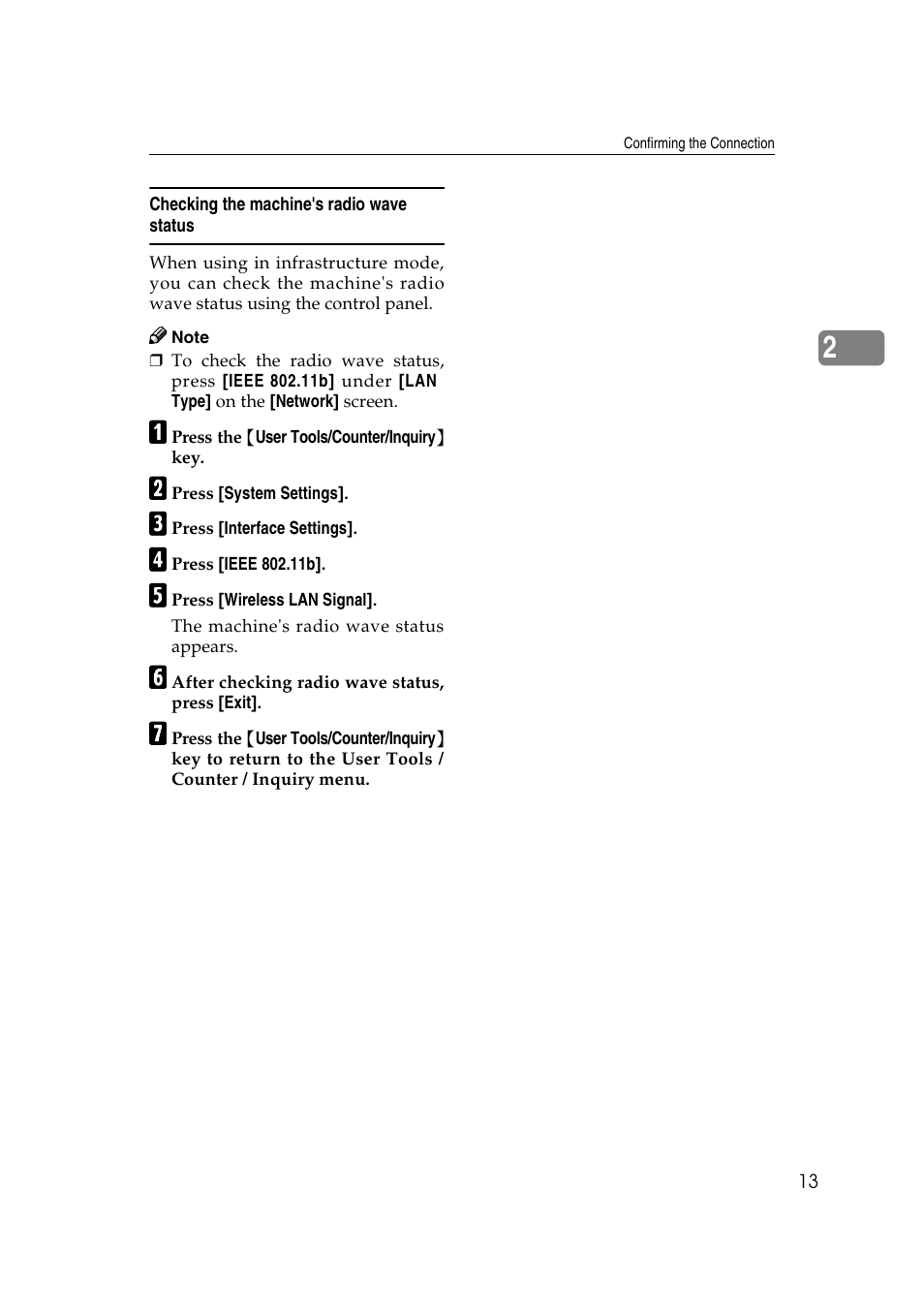 Checking the machine's radio wave status | Ricoh Network Guide User Manual | Page 19 / 158