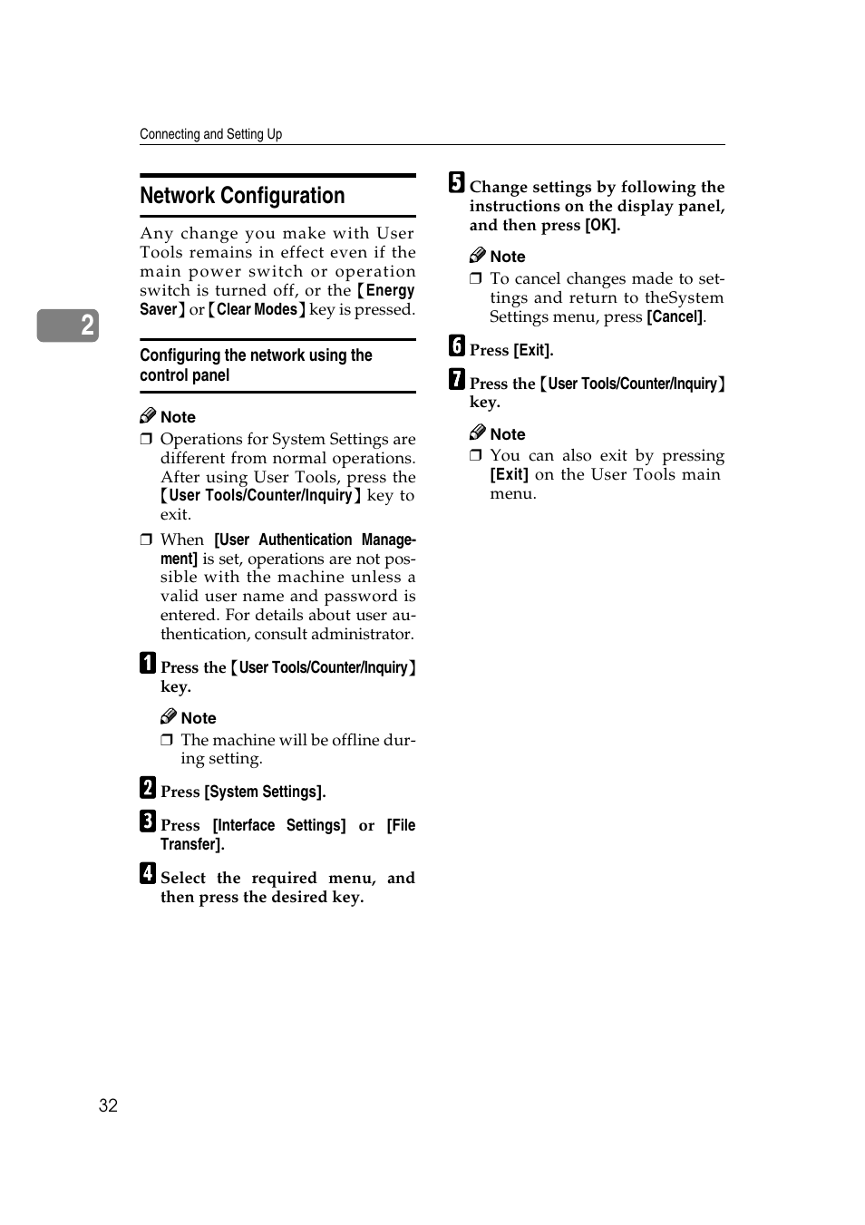 Network configuration, Configuring the network using the control panel | Ricoh Network Guide User Manual | Page 38 / 158
