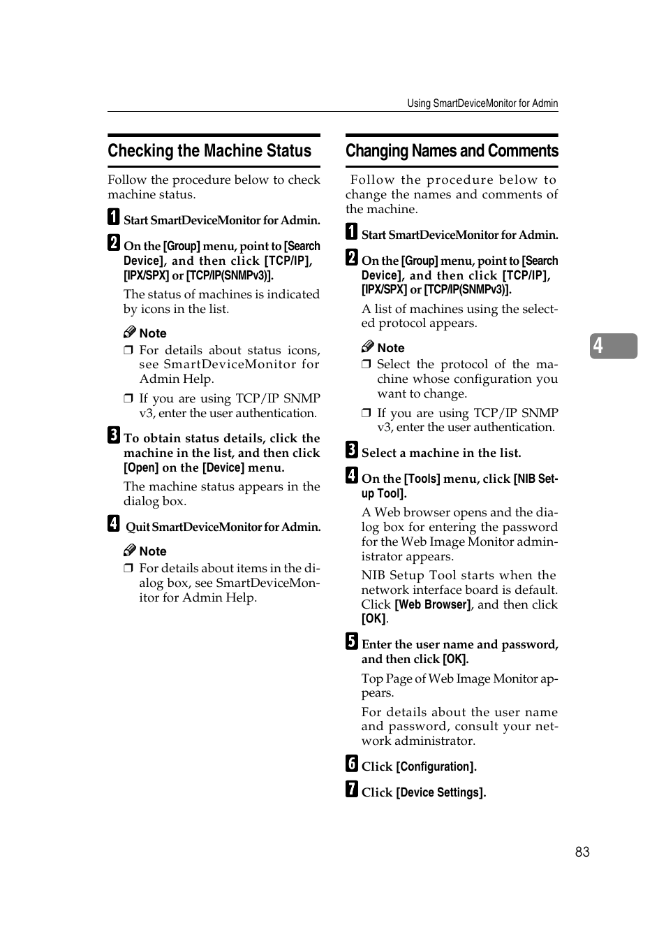 Checking the machine status, Changing names and comments | Ricoh Network Guide User Manual | Page 89 / 158