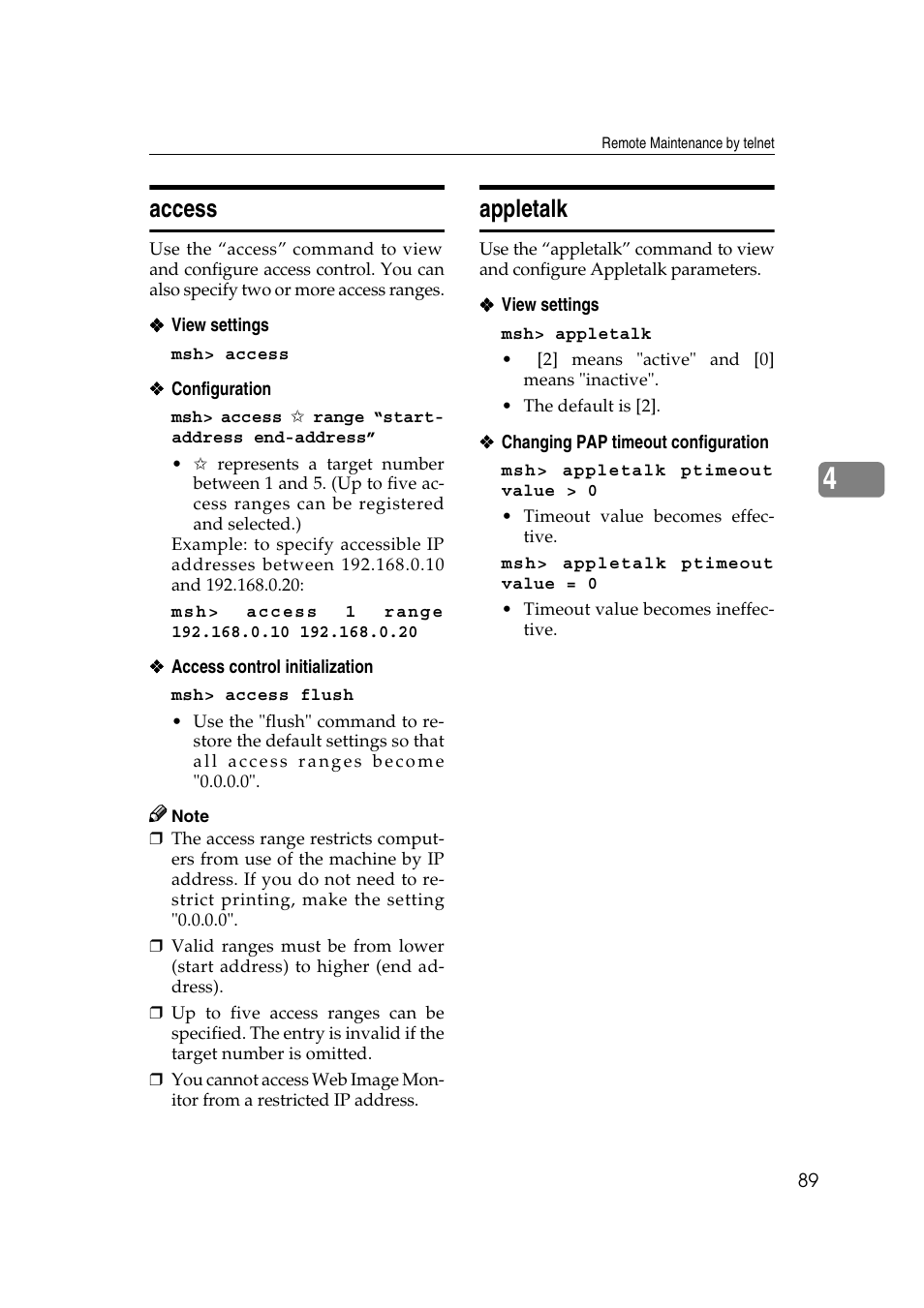 Access, Appletalk, Access appletalk | Ricoh Network Guide User Manual | Page 95 / 158