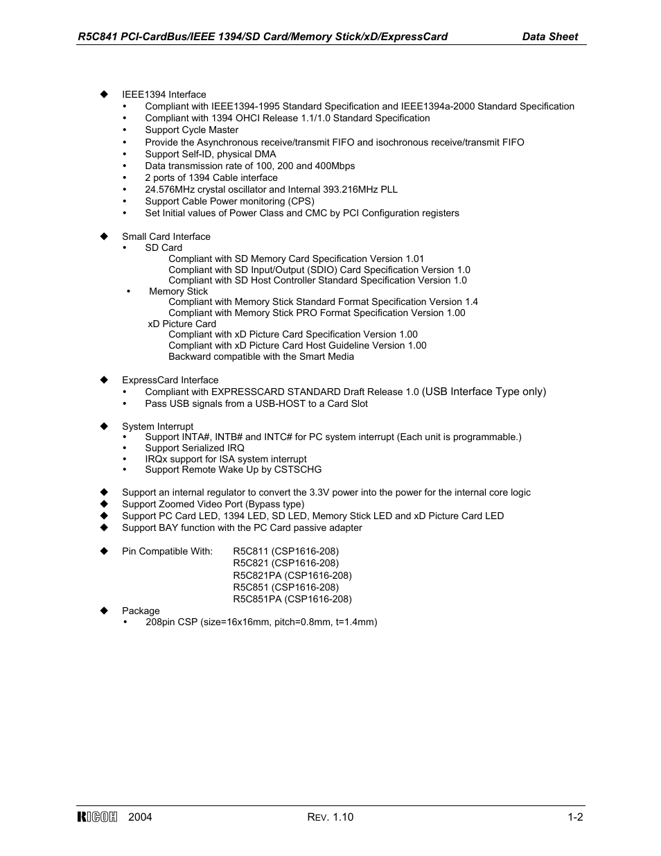 Ricoh R5C841 User Manual | Page 4 / 73