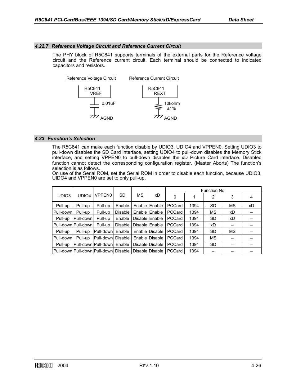 23 function's selection | Ricoh R5C841 User Manual | Page 51 / 73