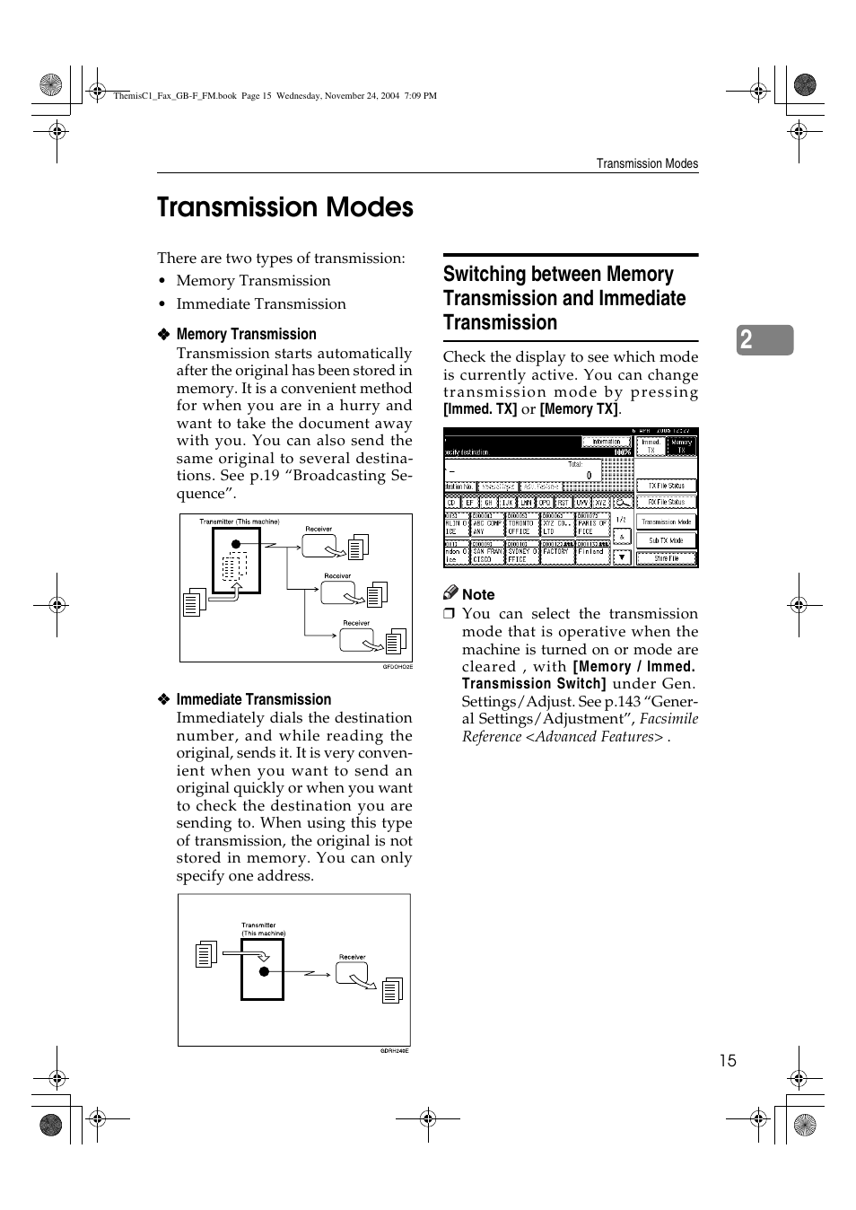 2transmission modes | Ricoh 3232 User Manual | Page 23 / 108