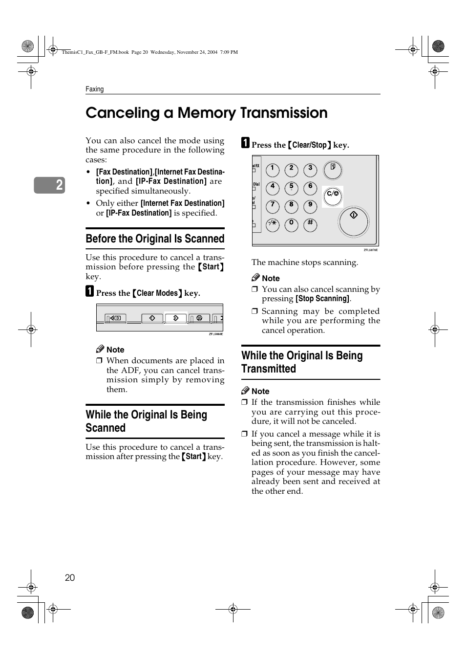 Before the original is scanned, While the original is being scanned, While the original is being transmitted | Ricoh 3232 User Manual | Page 28 / 108