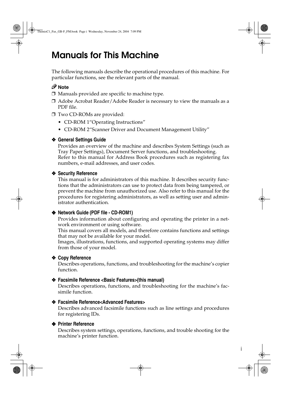 Manuals for this machine | Ricoh 3232 User Manual | Page 3 / 108
