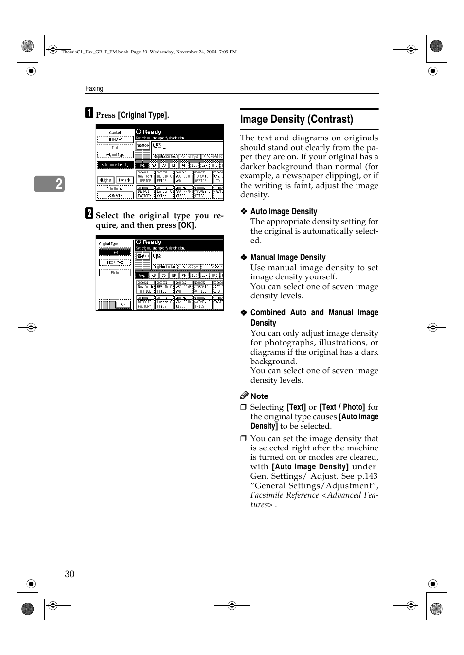 Image density (contrast) | Ricoh 3232 User Manual | Page 38 / 108