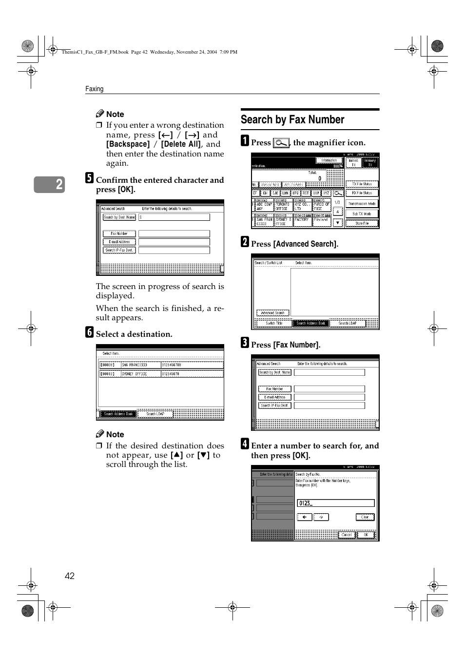 Search by fax number | Ricoh 3232 User Manual | Page 50 / 108