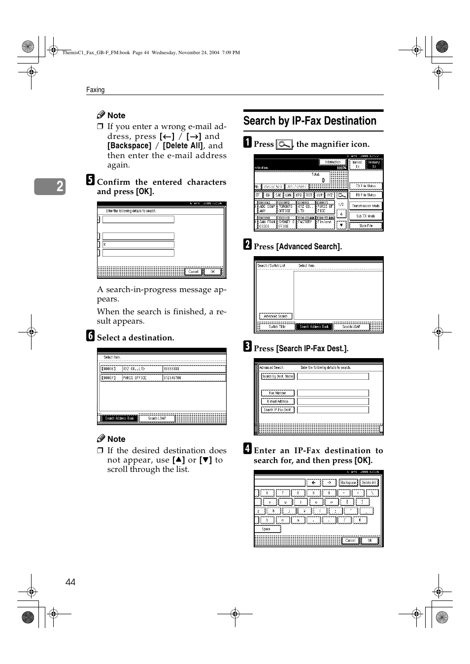 Search by ip-fax destination | Ricoh 3232 User Manual | Page 52 / 108