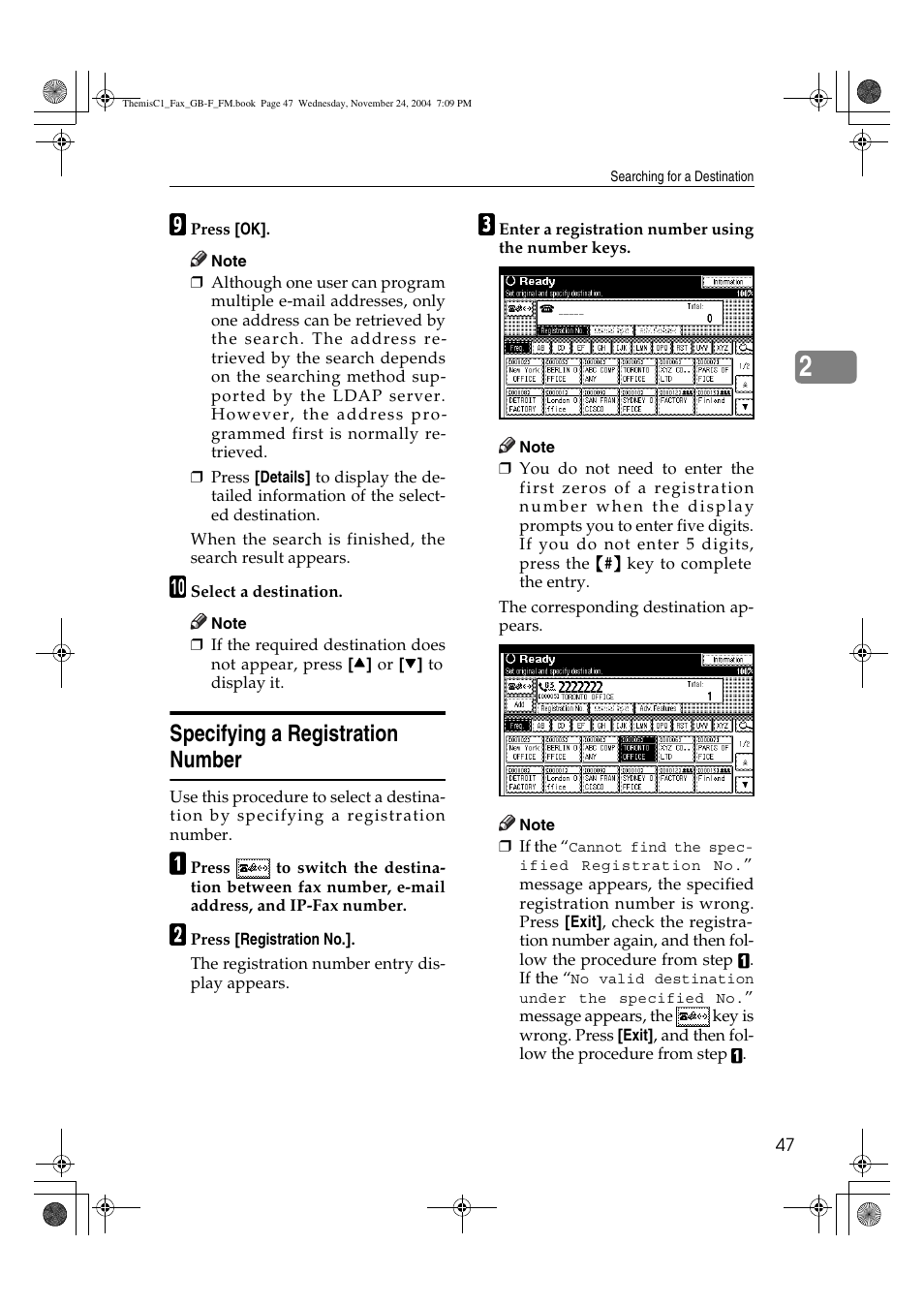Specifying a registration number | Ricoh 3232 User Manual | Page 55 / 108