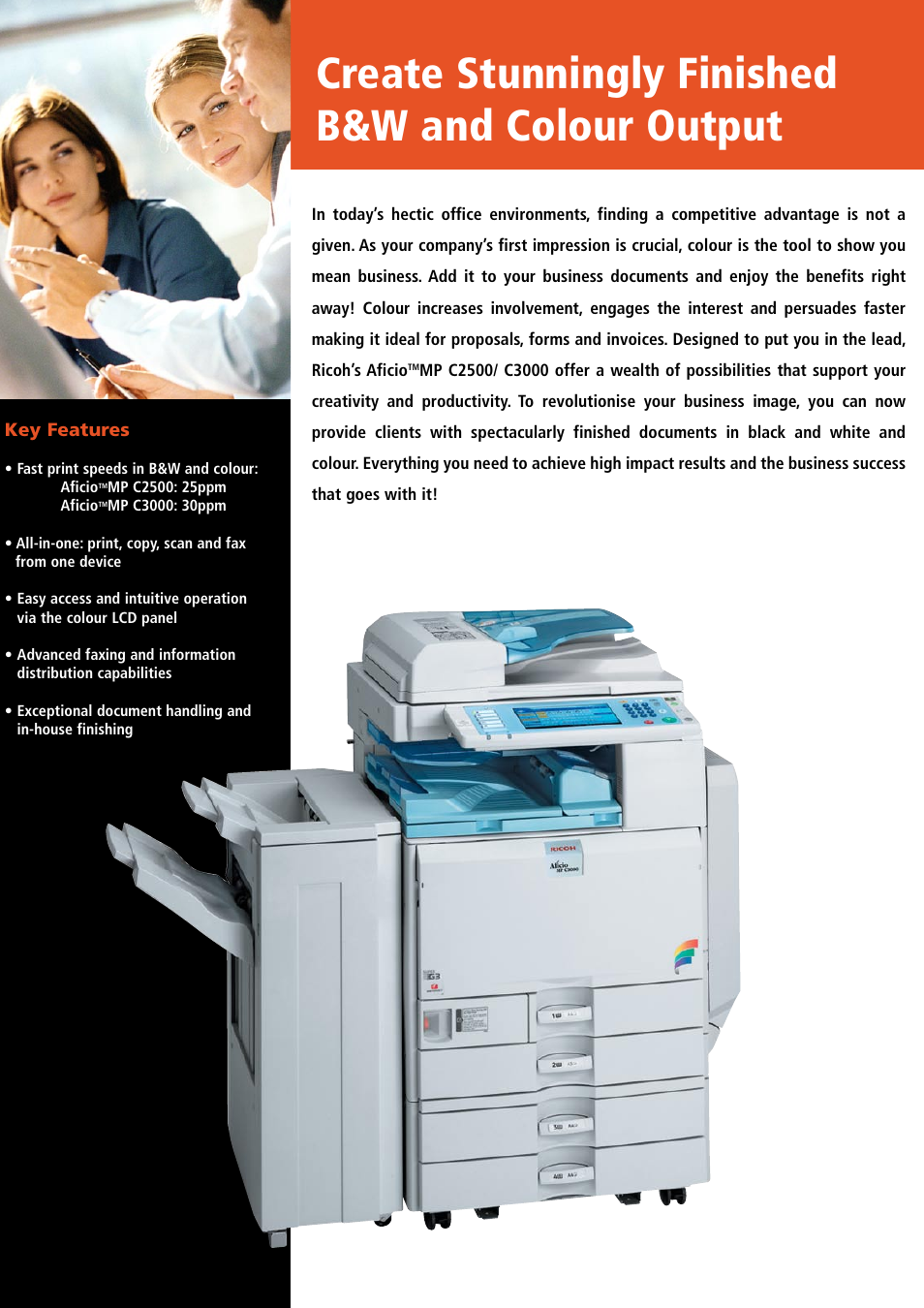 Create stunningly finished b&w and colour output | Ricoh Aficio MP C3000 User Manual | Page 2 / 6