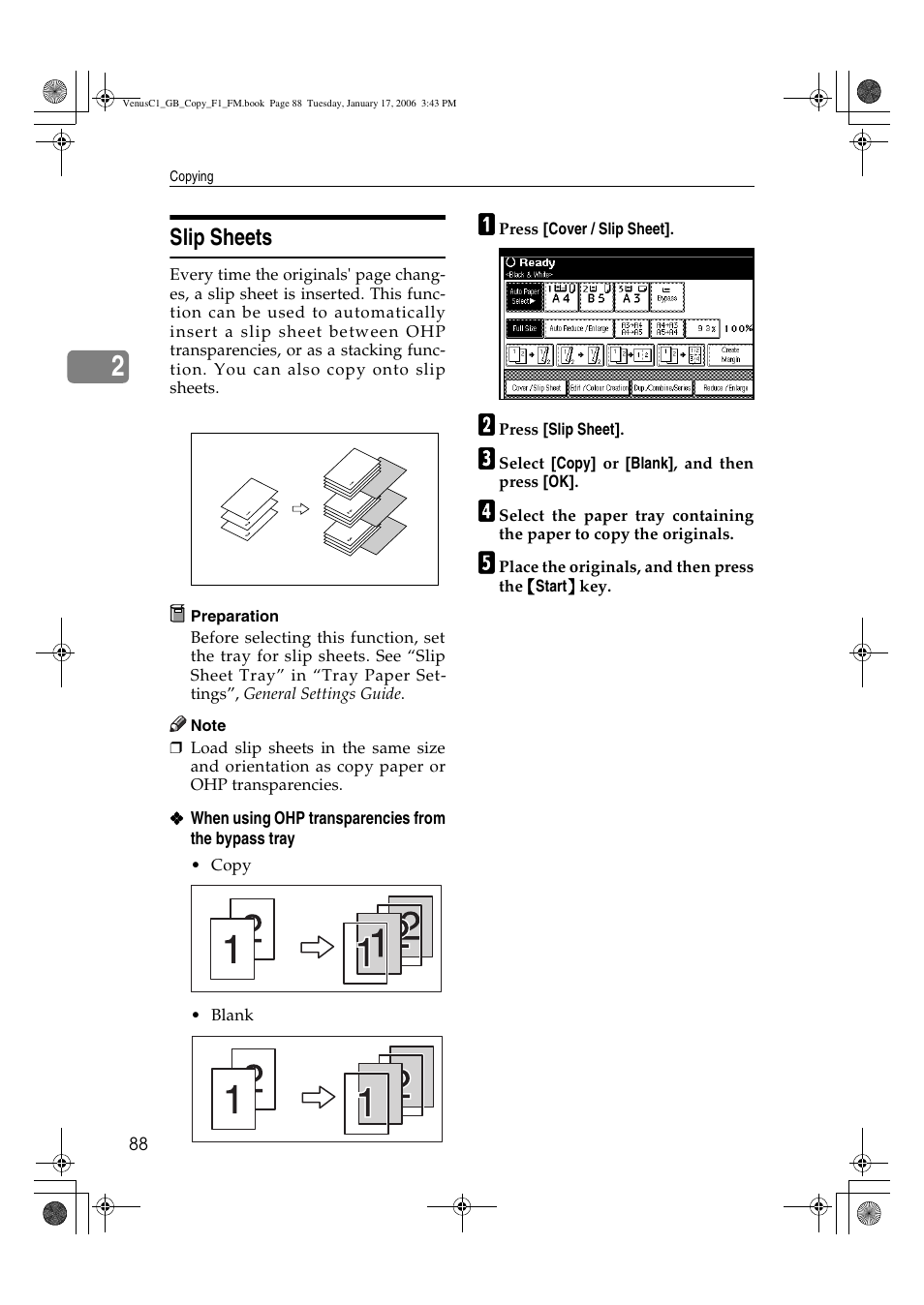 Slip sheets | Ricoh Aficio 3260C User Manual | Page 102 / 196