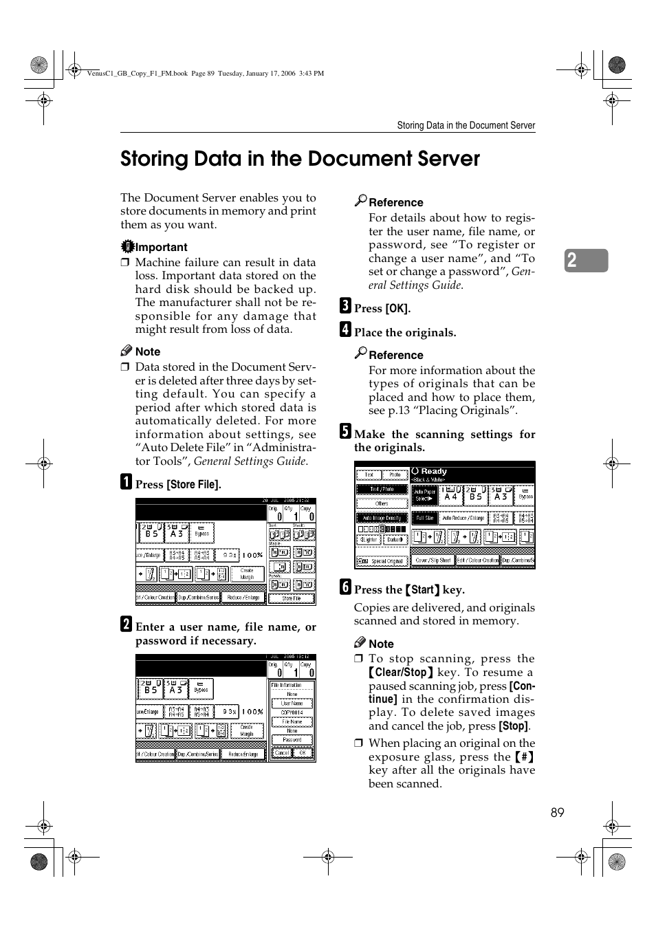 2storing data in the document server | Ricoh Aficio 3260C User Manual | Page 103 / 196
