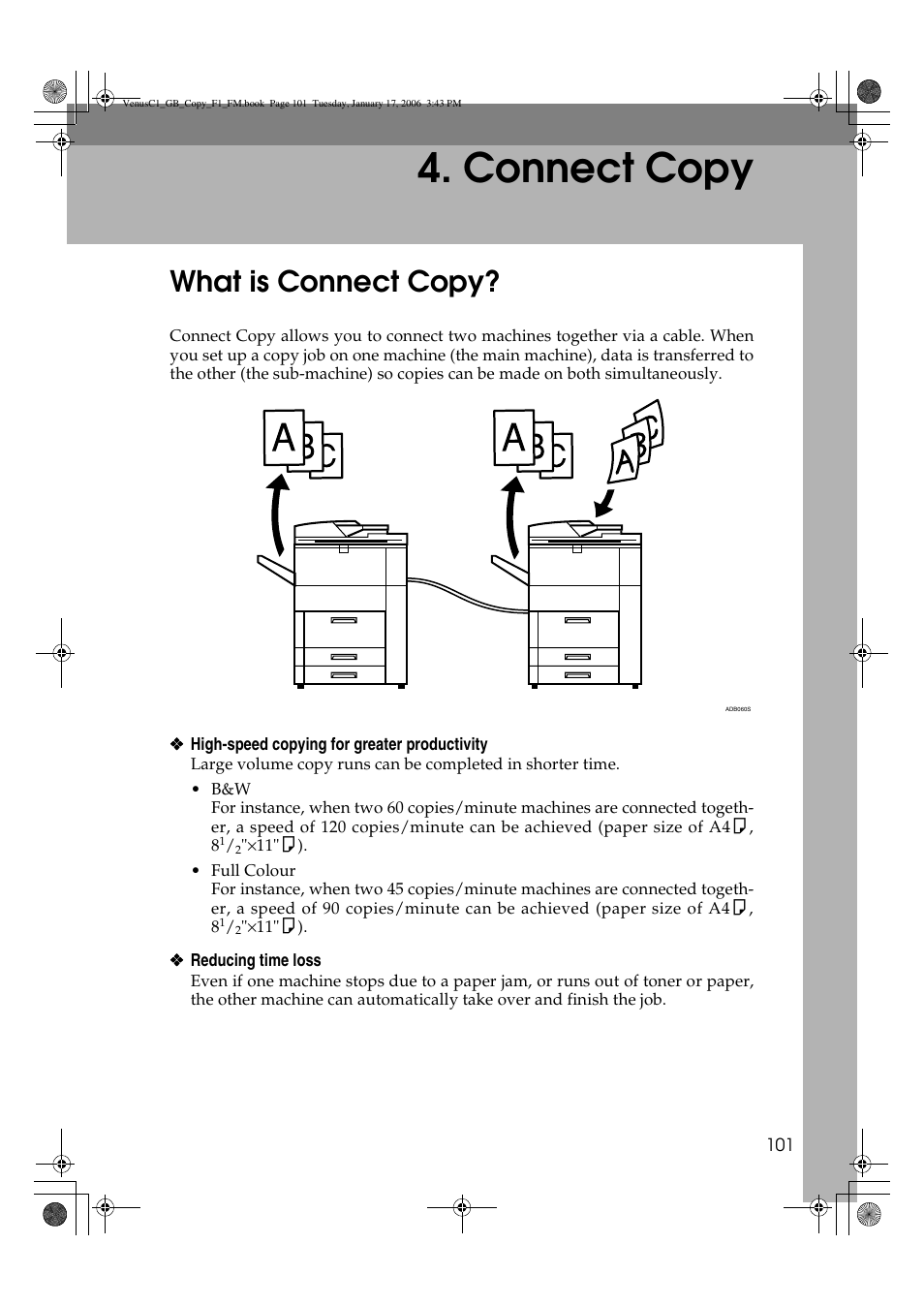 Connect copy, What is connect copy | Ricoh Aficio 3260C User Manual | Page 115 / 196