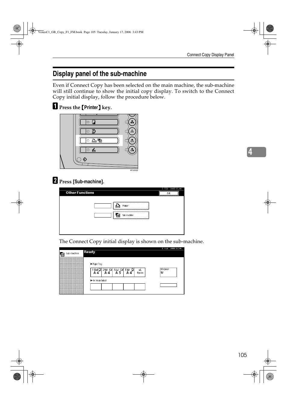 Display panel of the sub-machine | Ricoh Aficio 3260C User Manual | Page 119 / 196
