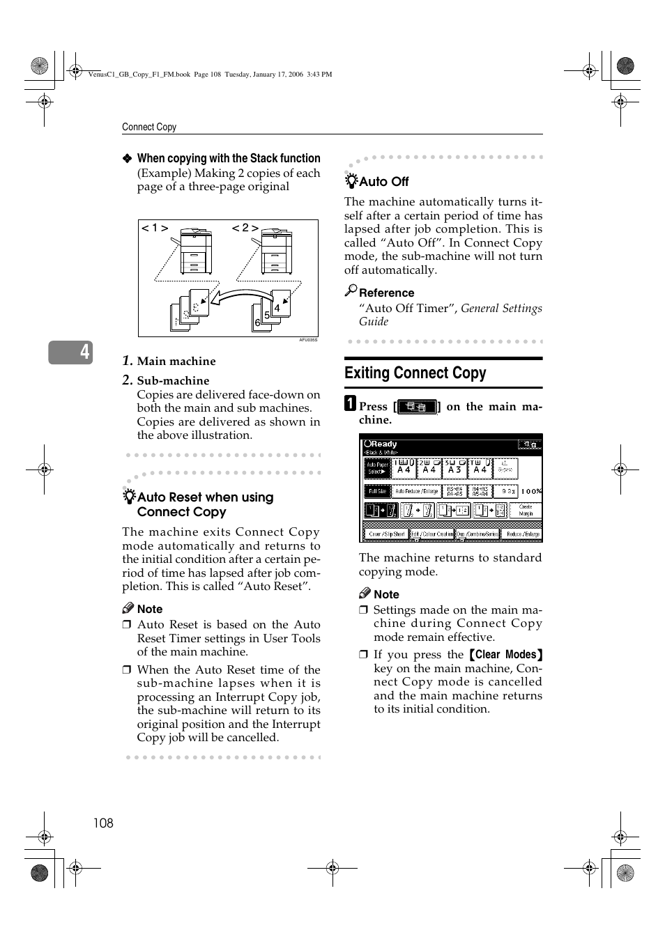 Exiting connect copy | Ricoh Aficio 3260C User Manual | Page 122 / 196